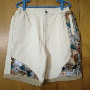 Aywter Jeans Women's Size 30? Beige Denim Embroidered Streetwear Shorts